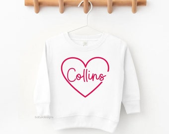 Valentine Shirt, Personalized Valentine, Girl Valentine Sweatshirt, Custom Name Shirt,  Girl Name Sweatshirt, Name Shirt, Toddler Sweatshirt