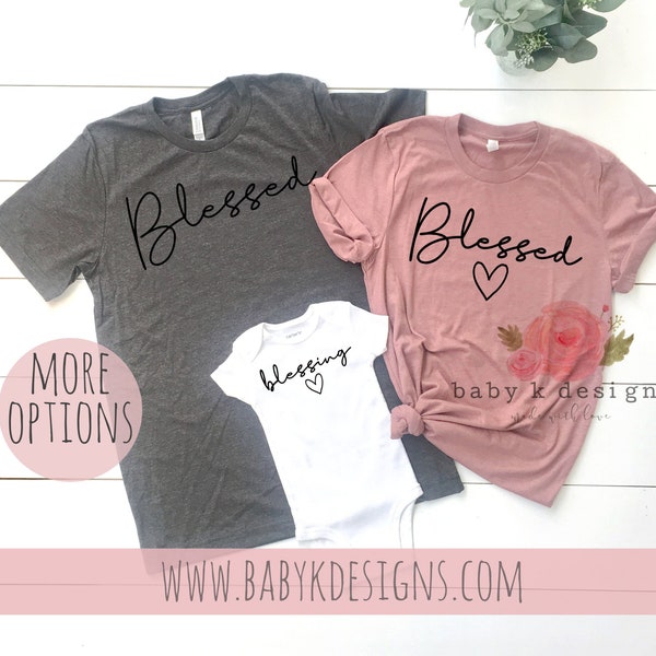 Mommy and Me Outift, Mom Shirt, Blessed mom T Shirt,Christian Shirt Matching Baby Bodysuit Womens T-Shirt, Easter Shirt for mom and kids