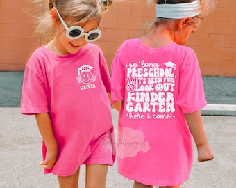So long PreK Kindergarten here I come Tshirt Comfort Colors®, Peace out, Last Day of School Shirt, Custom Name Shirt, Funny Boys Shirt, 2025