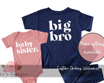 Baby sister shirt,big Bro shirt, Personalized sister Brother shirt, big sis, big sister tee shirt, Pregnancy Announcement, baby announcement