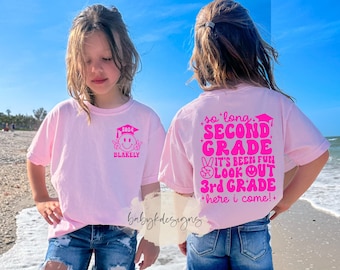 So long Second Grade 3rd here I come Tshirt Comfort Colors®, Peace out, Last Day of School Shirt, Custom Name Shirt, Funny Boys Shirt, 2024