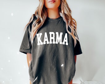 Karma Comfort Color® Shirt, Midnights, Song Lyric Shirt, Era Gift, Eras Shirt, Karma is a cat, Oversized Shirt, Lake Shirt, Me and Karma