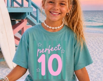 10th Birthday Shirt For Girls, Perfect 10 Birthday TShirt, Tenth Birthday Club Ten Beach Tee, Birthday Gift for Girls, Girl Birthday T-Shirt