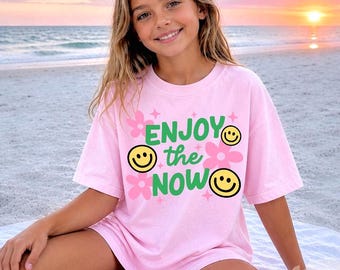 Preppy Summer Graphic Shirt, Kids Comfort Colors Beach Tee, Women's Inspirational T-Shirt, Teen Girls Smiley TShirt, Trendy Toddler