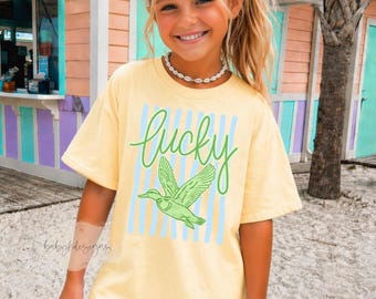 Lucky Duck Shirt, Preppy Summer Graphic Tee, Vacation Comfort Colors T-Shirt, Kids Summer Shirts, Toddler Trendy Shirt,