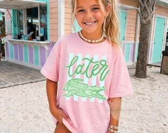 Later Gator Shirt, Preppy Beach Tee, Kids Summer Comfort Colors TShirt, Alligator Graphic Girls Shirt