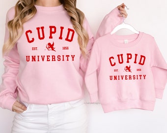 CUPID University, Valentine Sweatshirt, Valentine shirt, Mama and Mini, Love Sweatshirt, Heart, Mommy and Me Outfit, Girl Valentine Sweater