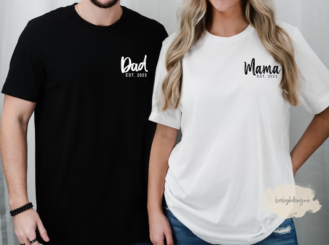 Mom Dad Est 2023 Shirt, Mom Dad to Be Shirt, Custom Established Mama ...