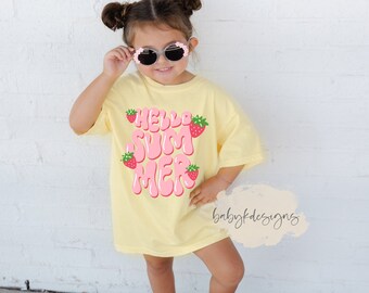 Hello Summer Shirt, Strawberry Shirt, Comfort Colors®, Toddler Girl Shirt, Trendy Girl Shirt, Funny Toddler Shirt, Vacay, Beach Babe Tshirt