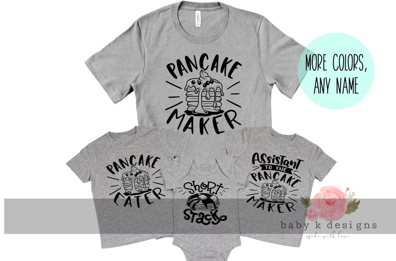 Daddy and me Shirt, Matching Assistant Shirts, mommy and me outfits, Father's day shirt, matching family shirts, Pancake Maker, Short Stack image 3