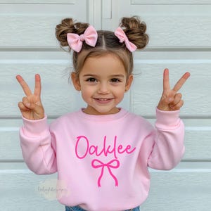 Personalized Name Toddler Shirt, Custom Girl Name Sweatshirt, Name Shirt, Toddler Name Sweater, Girl Birthday Gift, Preppy, Coquette Bow