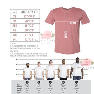 Op de afbeelding: Een maattabel voor T-shirts met metingen in inches. De tabel toont de lengte en breedte van de shirts in verschillende maten, van XS tot 2XL. De tabel bevat ook informatie over hoe de metingen worden genomen.