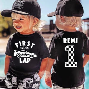 1st Birthday Boy T-Shirt,Personalized First Lap Birthday Race Car Shirt for Boys, Birthday Party Shirts, Race Car T-shirt,Toddler Birthday