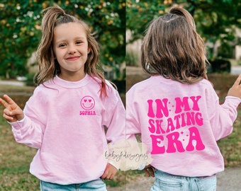 In My Skating Era, Girl Shirt, Personalized Name Sweater, Toddler Ice Skating Sweatshirt Competition Shirt, Rollerskate, Skateboard, Skates