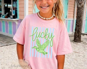 Lucky Duck Shirt, Preppy Summer Graphic Tee, Vacation Comfort Colors T-Shirt, Kids Summer Shirts, Toddler Trendy Shirt,