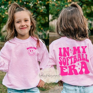 In My Softball Era, Girls Softball Sweatshirt, Custom Name Shirt, Personalized Team Sweater, Toddler Softball Shirt, Girls softball gifts