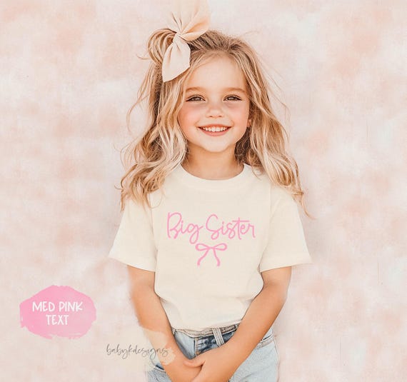 Big Sister Shirt Cute, Coquette Bow Shirt, Gift for New Sister, Promoted to Big Sis, Kids Preppy Tee, Big Sister Tee, Big Sister Shirts Pink