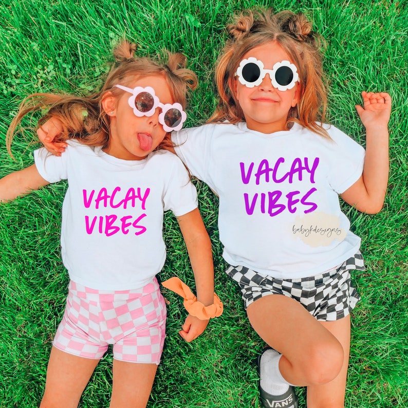 Vacay Vibes Retro Neon Kids T-Shirt, 90s Shirt, Womens Summer Vacation shirt, Comfort Colors®, Girls Beach Shirt, Matching Mommy Shirt image 8