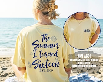 The Summer I Turned 16 Birthday Shirt, Preppy Beach T Shirt, Birthday Gift for Girls, 16th Birthday Party Tee, Summer Birthday, Beach Shirts