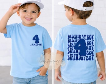 Personalized Birthday Boy Shirt: Custom Name, Forth Birthday Outfit, 4th Birthday Shirt, 2nd Birthday, Third Birthday, 6th, 3rd, Second bday