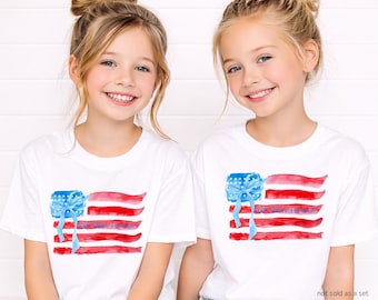 God Bless America Flag Shirt For Kids, Girls 4th Of July shirt, Toddler Patriotic Tee, Preppy Top for the 4th, Comfort Colors® T-shirt