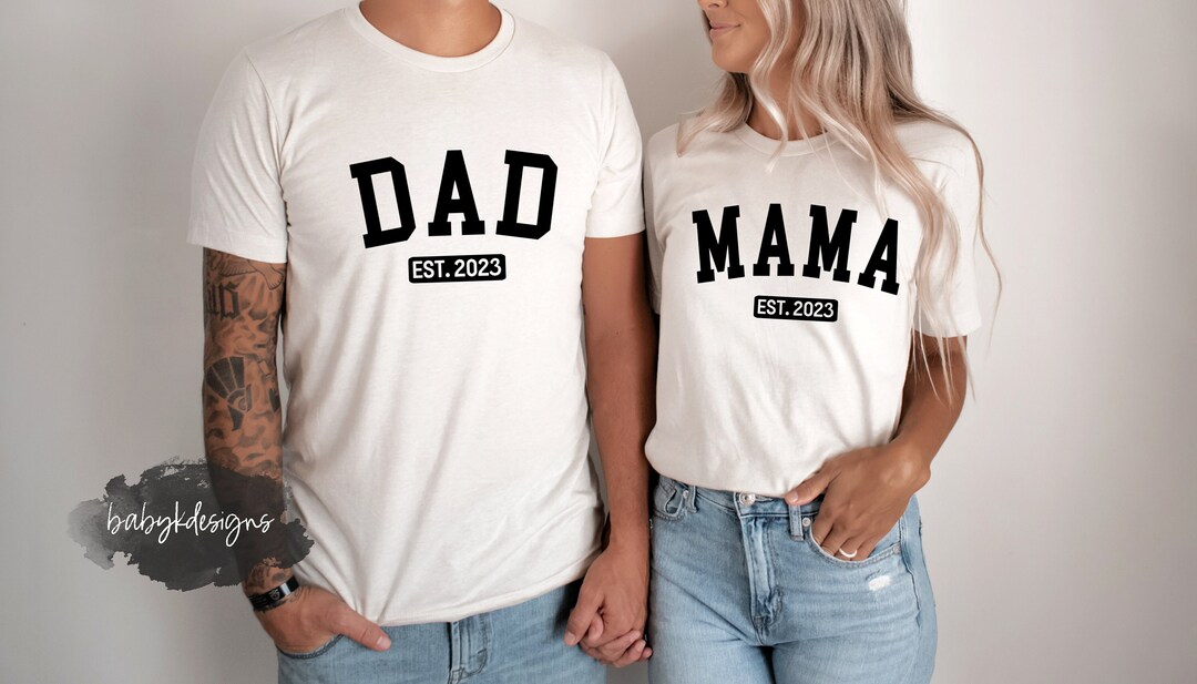 Mom Dad Est 2023 Shirt, Mom Dad to Be Shirt, Custom Established Mama ...