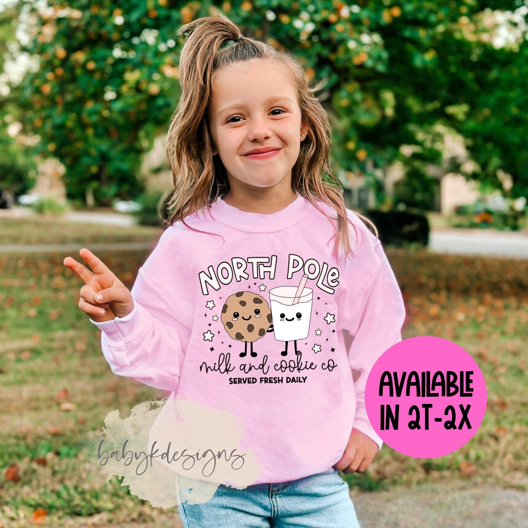 North Pole Milk Cookies Sweatshirt Toddler Sweatshirt, Girly Pink, Christmas Shirt, Sweatshirt, Mommy and Me, Matching Family