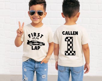 1st Birthday Boy T-Shirt,Personalized First Lap Birthday Race Car Shirt for Boys, Birthday Party Shirts, Race Car T-shirt,Toddler Birthday