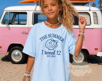 The Summer I Turned 12 Birthday Shirt, Preppy Girls Shirt, Custom Est Birthday Gift for Girls, 12th Birthday Party Tee, Preppy Beach Shirt