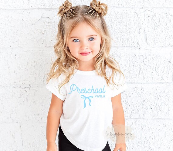 First Day of Preschool, Toddler School Shirt, Coquette Bow Shirt, Grade School, Preppy Back To School, Cute Back to School Shirt with Name