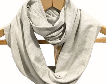 Heather White Super Soft Bamboo & Organic Cotton Circle Scarf // Made in USA