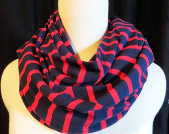 Red & Navy Circle Scarf //Soft Antibacterial Bamboo and Organic Cotton // Made in USA