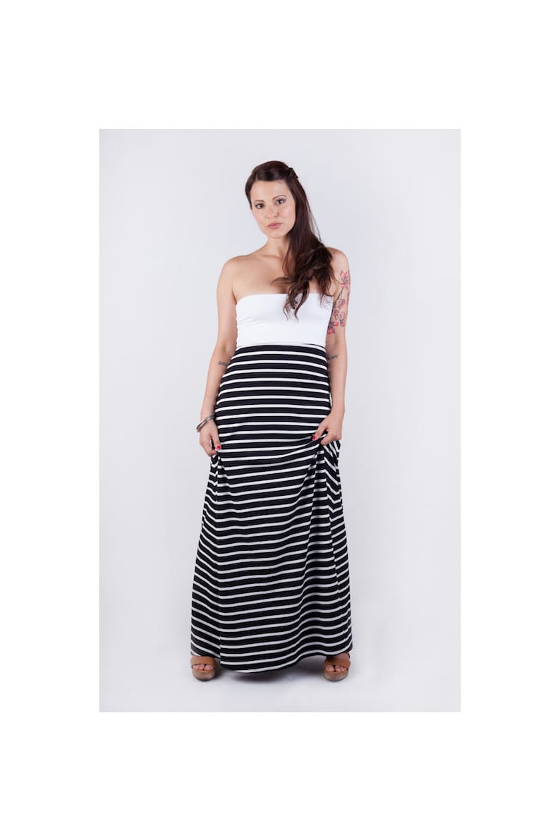 Organic Cotton Strapless Striped Maxi // MultiWay Dress // Etsy