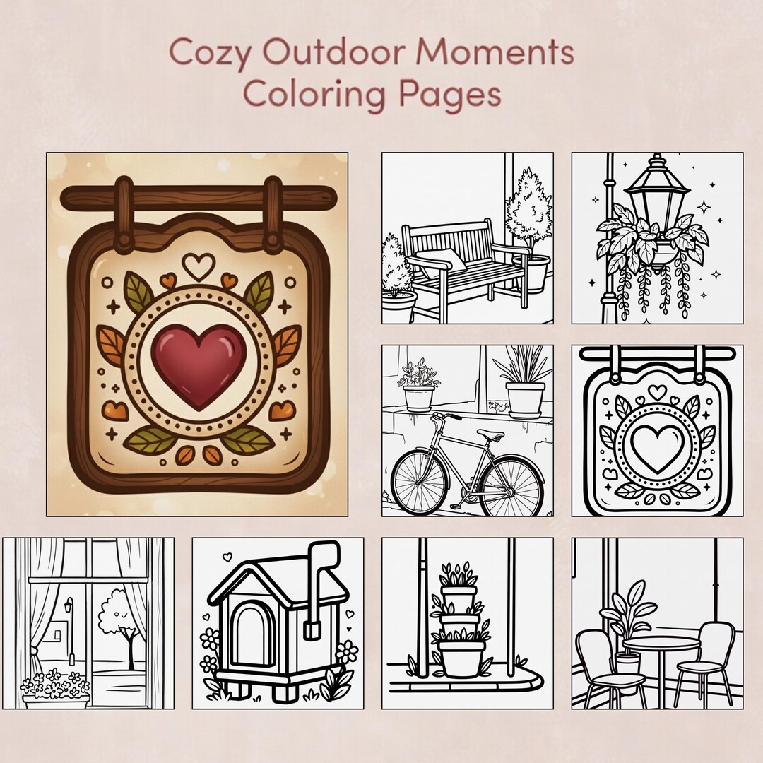 Cozy Little Corners Coloring Pages | Relaxing Outdoor Scenes ...