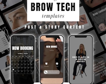 Brow Tech Instagram Post Story Templates, Facebook Brow Stylist Branding Kit, Brow Lamination Marketing Templates Brow Tech Social Media Set