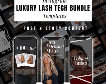 Lash Tech Instagram Post Story Templates, Facebook Lash Stylist Branding Kit, Lash Extension Marketing Templates, Lash Tech Social Media Set