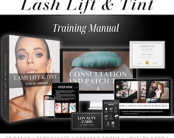 Lash Lift & Tint Training Manual | Editable Canva Course Template | Esthetician Lash Guide | Consent Form | Certificate | eBook