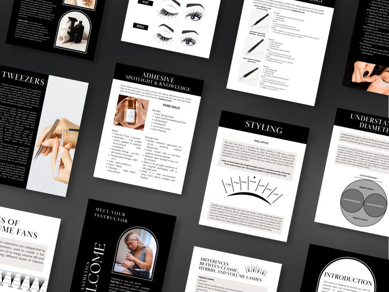Lash Extension Training Manual, Classic Volume, Editable Canva Template ...