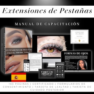 Manual Profesional Editable de Capacitación en Extensiones de Pestañas Plantilla de Curso Ebook Personalizado de Pestañas Negocio de Belleza