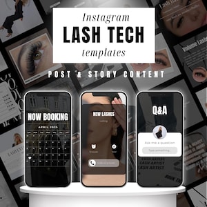 Lash Tech Instagram Post Story Templates, Facebook Lash Stylist Branding Kit, Lash Extension Marketing Templates, Lash Tech Social Media Set