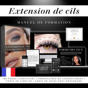 Manuel de formation cils, modèle modifiable, ebook personnalisé, guide extensions de cils, cours Canva