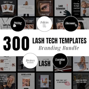 Lash Tech Instagram Posts, Matching Instagram Stories, Story Highlight Covers Loyalty and Aftercare Cards Esthetician Lash Tech Branding Kit