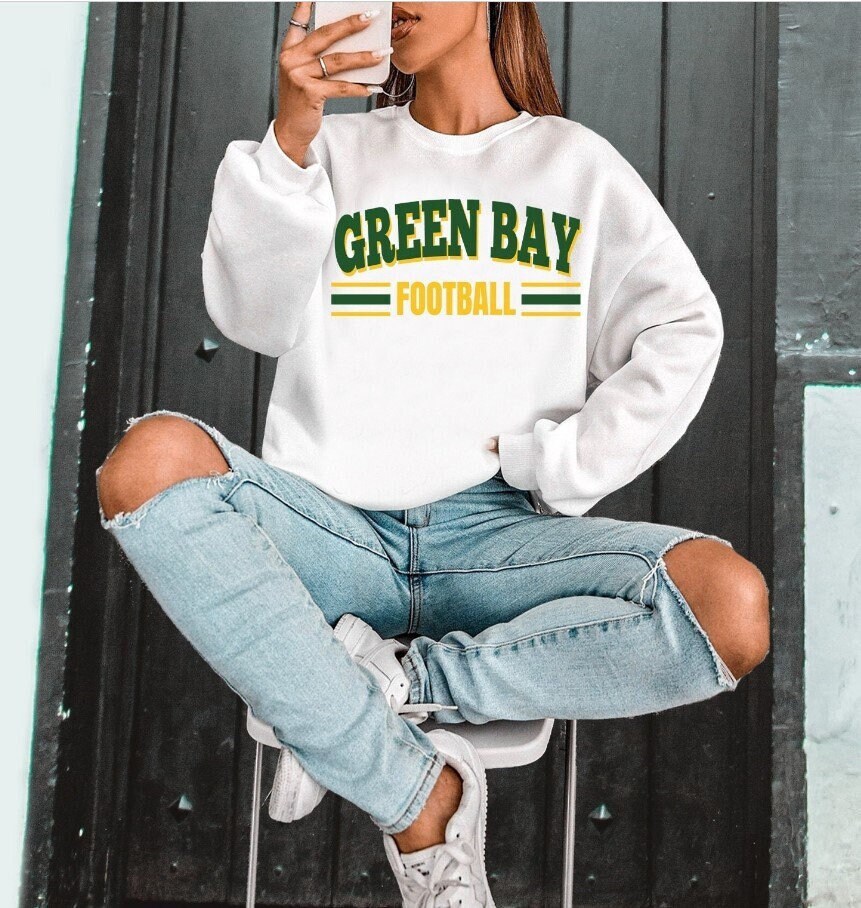 white green sweatshirt