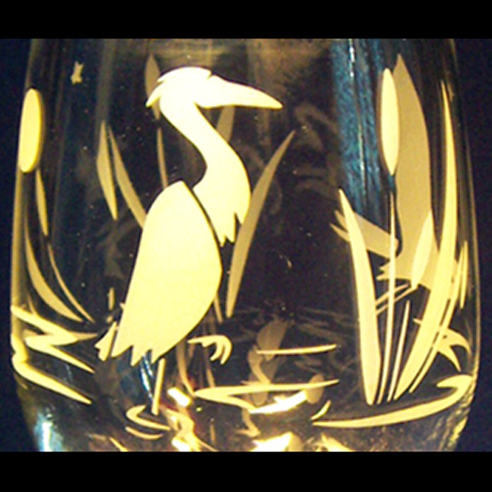 Great Blue Heron Wine Glass Etsy