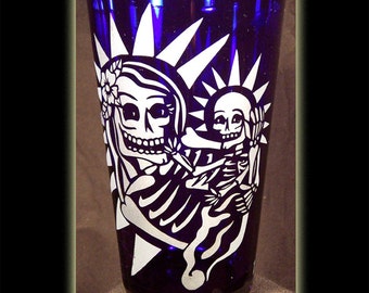 Skeleton Mother And Child Pint Beer Glass