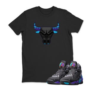 Jordan 8 Aqua 2025 To Match Sneaker Sneakerhead Bulls 23, Retro 8S Tee for Sneakerheads, Jordan 8 AQUA Black Sneaker Matching Tee Shirt