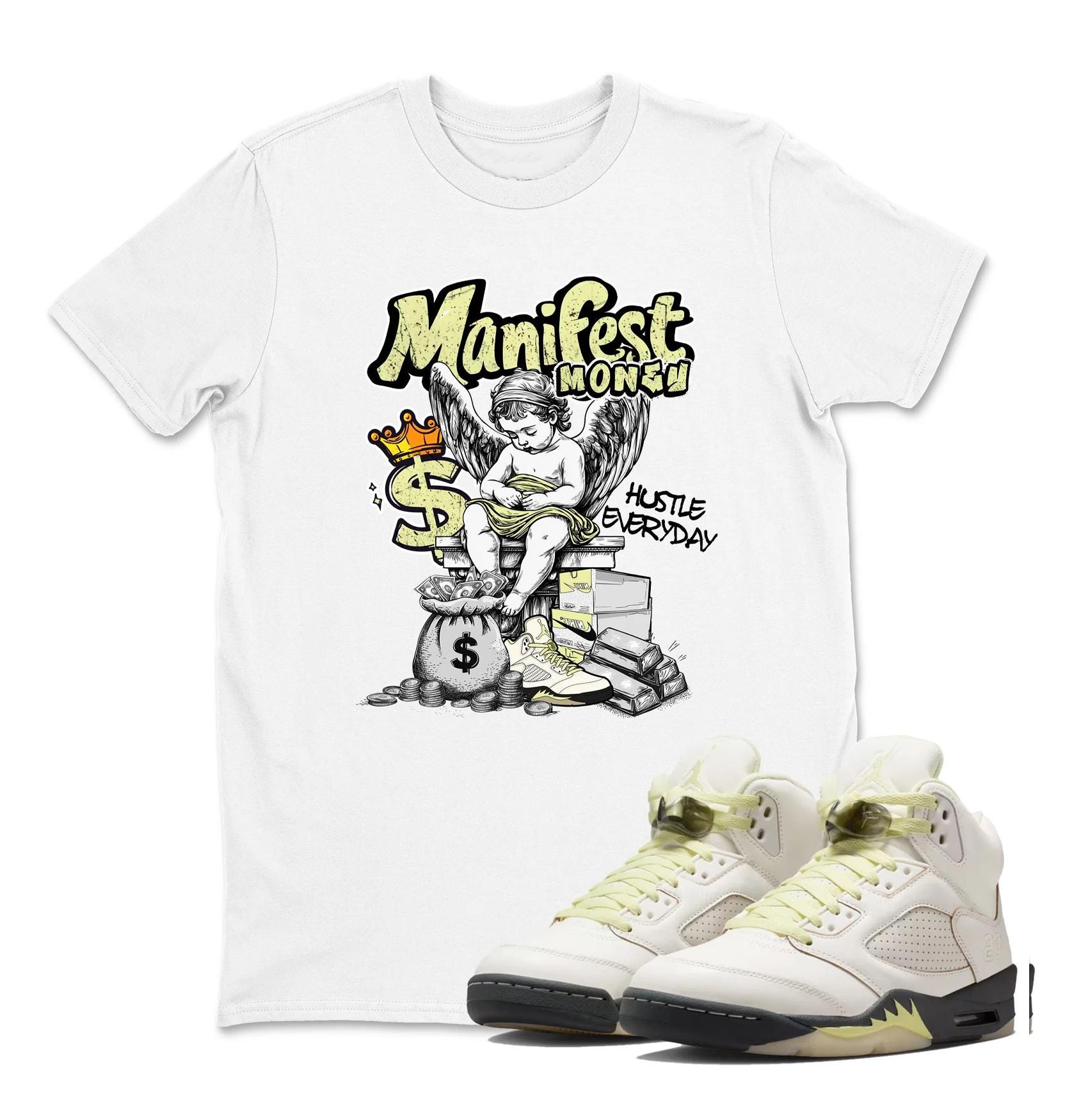 T-shirts baskets avec statue numérique - Air Jordan 5 vert lumineux, t-shirt assorti aux baskets, tenue assortie aux baskets, tête de basket