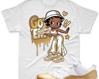 IK BEN! Passend shirt Jordan 11 Low Moederdag, Jordan 11 wit en metallic goud bijpassende shirt, Jordan 11 Low Mother's Day Match-shirt