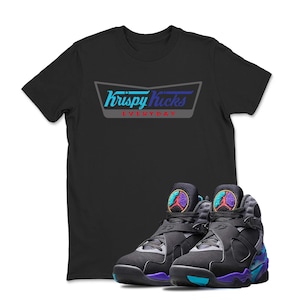 Jordan 8 Aqua 2025 To Match Sneaker Sneakerhead Krispy Kicks, Retro 8S Tee for Sneakerheads, Jordan 8 AQUA Black Sneaker Matching Tee Shirt