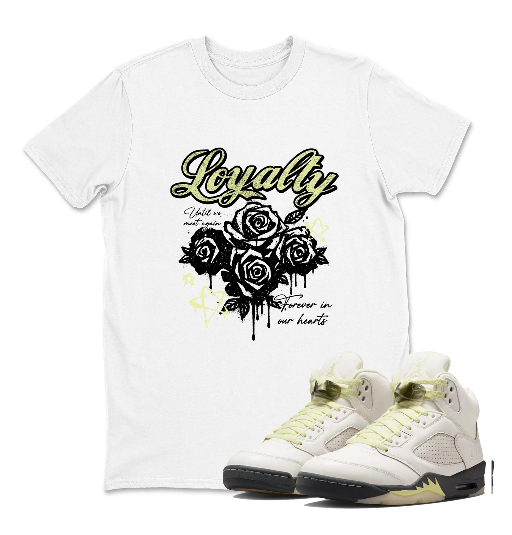 T-shirts fidélité - Air Jordan 5 vert lumineux, t-shirt assorti aux baskets, tenue assortie aux baskets, tête de basket